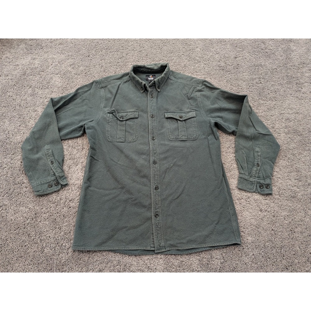 Guide Gear Button Up Shirt Mens XLT Green Flannel Fleece Long Sleeve Casual